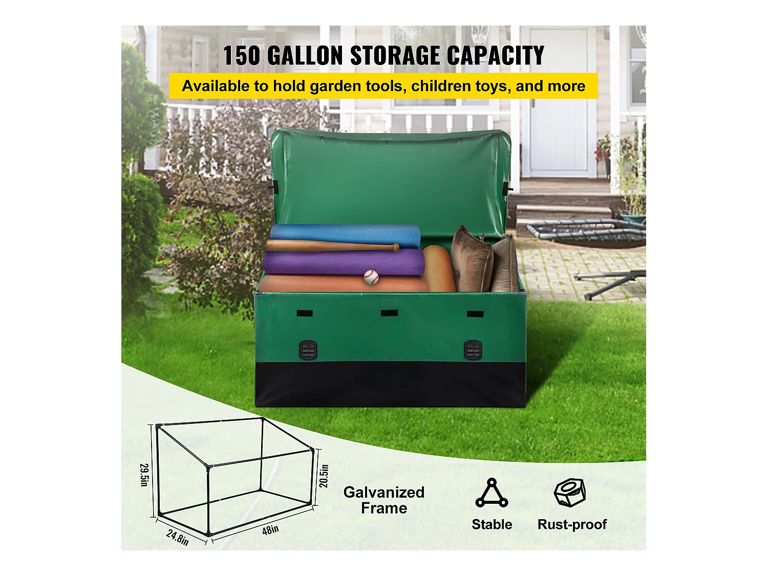 Boîte de Jardin, Boîte de Rangement Succebuy Coffre de Rangement pour Terrasse Extérieure de 660L, Bâche PE Imperméable