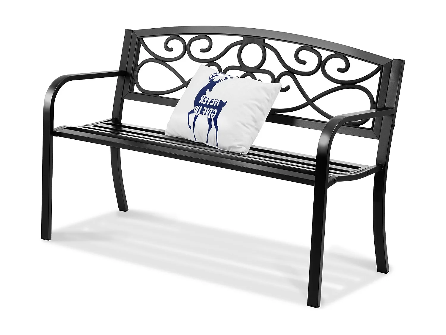 Banc d'Extérieur SucceBuy Banc de Jardin en Métal de 127cm, 250 kg pour Patio, Cour, Porche - Gris