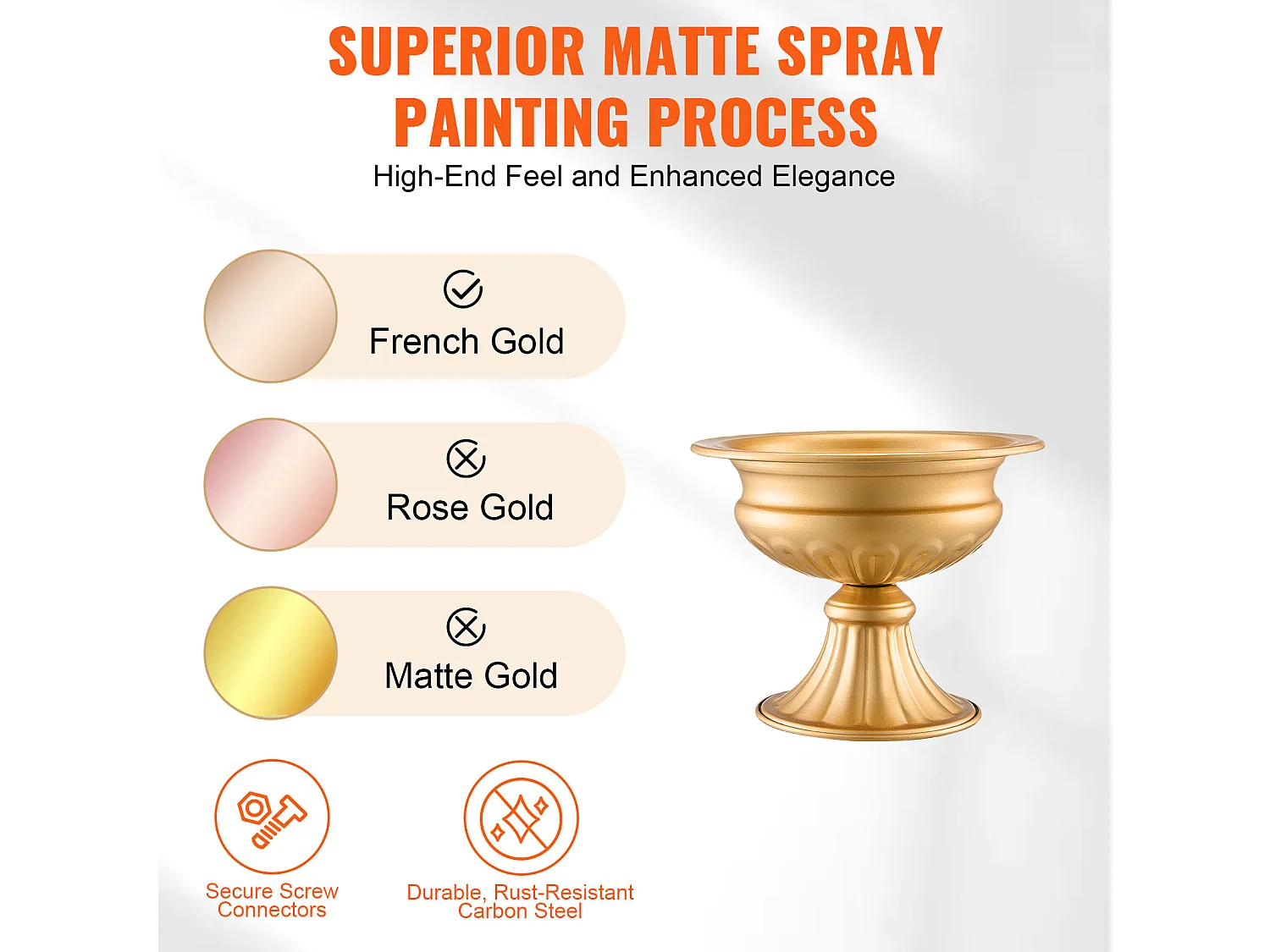 Vase SucceBuy Set von 10 Vasen von 16 Cm, Metall-Tischmitte, Goldfarben, Floral, Hochzeitsfeier, Metall/Gold