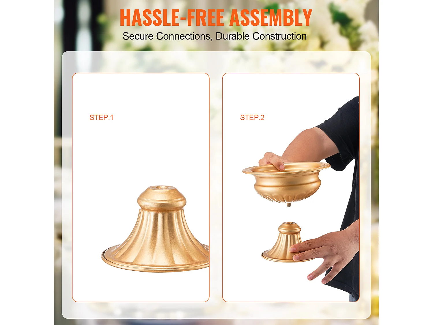 Vase SucceBuy Set von 10 Vasen von 16 Cm, Metall-Tischmitte, Goldfarben, Floral, Hochzeitsfeier, Metall/Gold