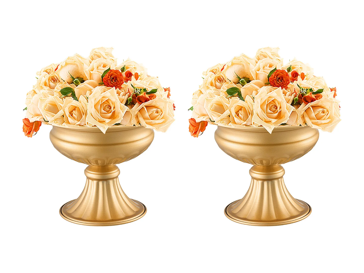 Vase SucceBuy Set von 10 Vasen von 16 Cm, Metall-Tischmitte, Goldfarben, Floral, Hochzeitsfeier, Metall/Gold