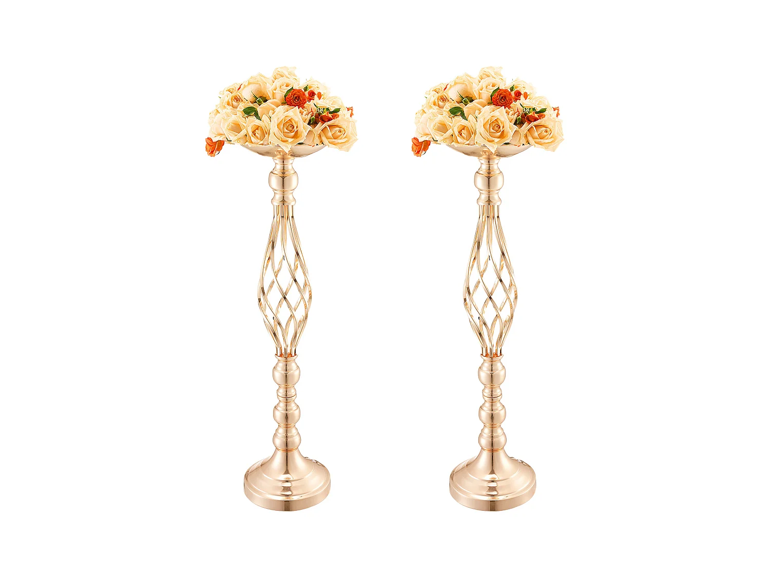 Vase Succebuy Lot de 20 Vases à Fleurs en Métal Doré pour Table de Mariage 58 Cm