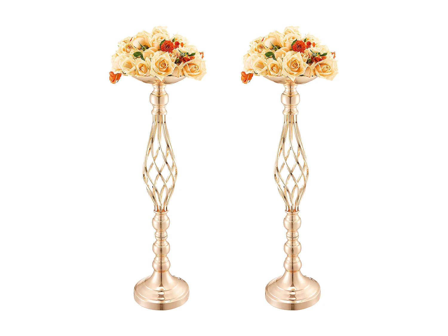 Vase Succebuy Lot de 20 Vases à Fleurs en Métal Doré pour Table de Mariage 58 Cm