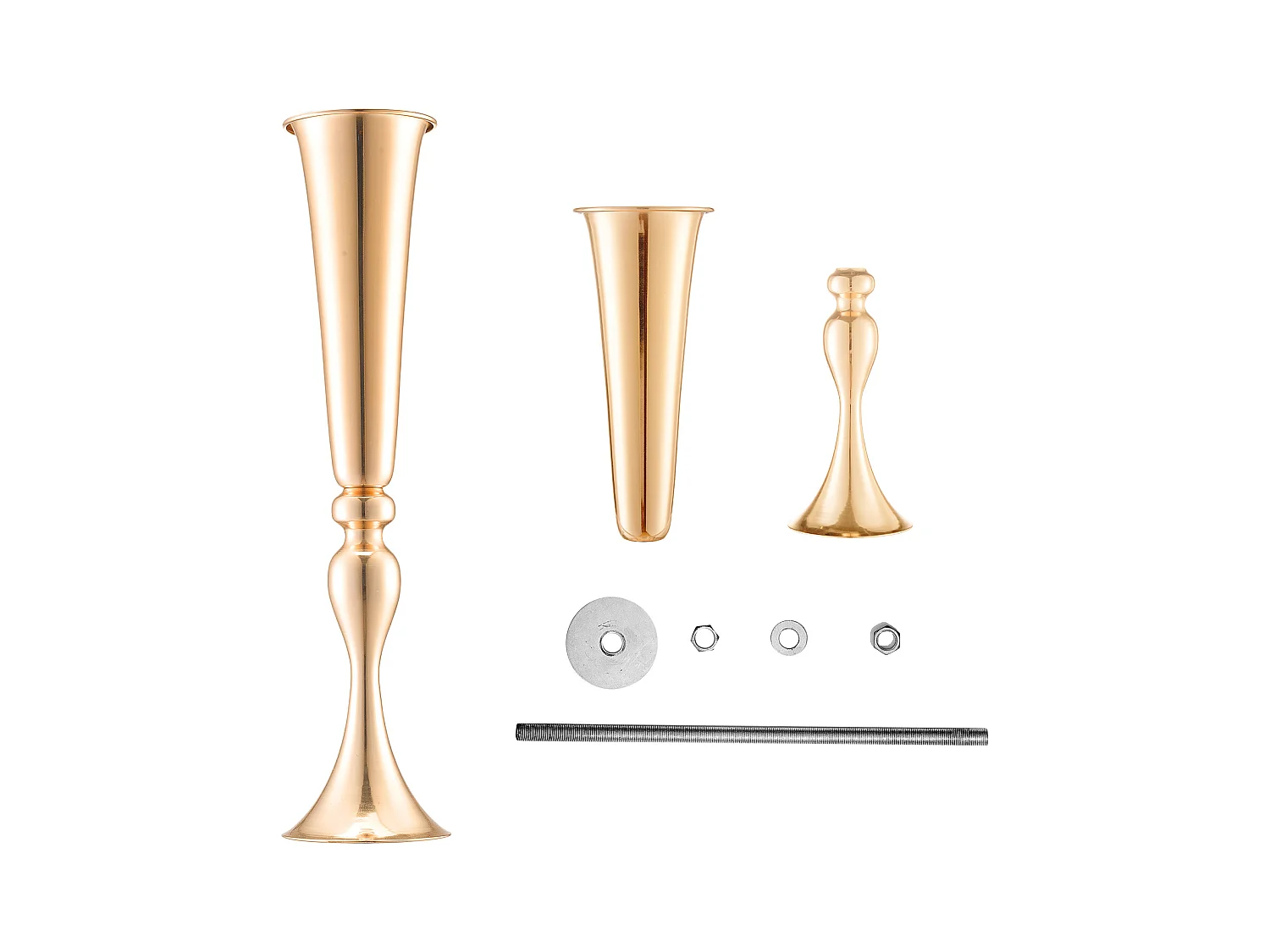 Vase Succebuy 2PCS 56cm, Trompette en Métal, Or, Floral, Fête, Métal/Or