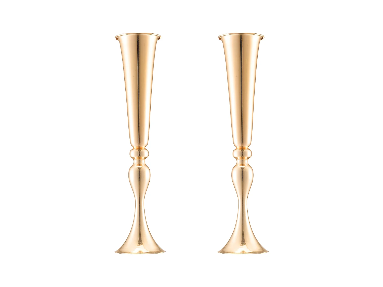 Vase Succebuy 2PCS 56cm, Trompette en Métal, Or, Floral, Fête, Métal/Or
