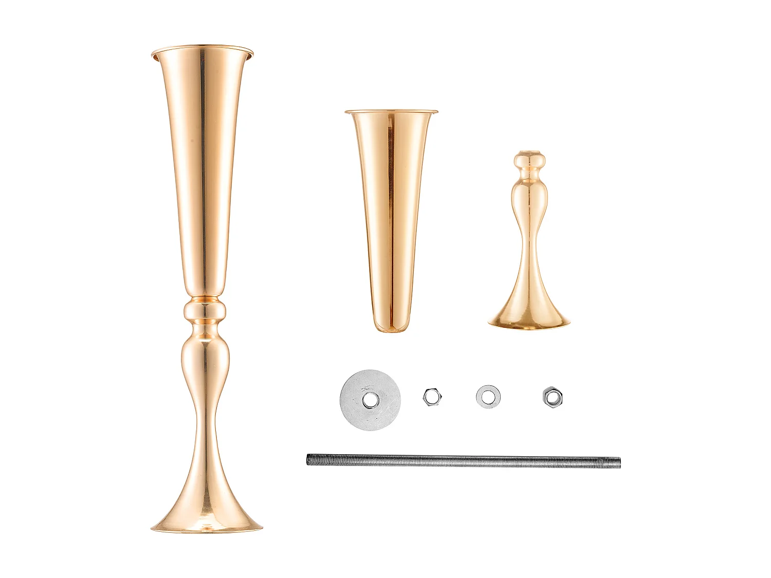 Vase Succebuy 2PCS 56cm, Trompette en Métal, Or, Floral, Fête, Métal/Or