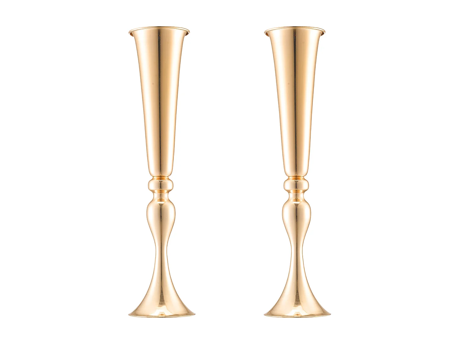 Vase Succebuy 2PCS 56cm, Trompette en Métal, Or, Floral, Fête, Métal/Or