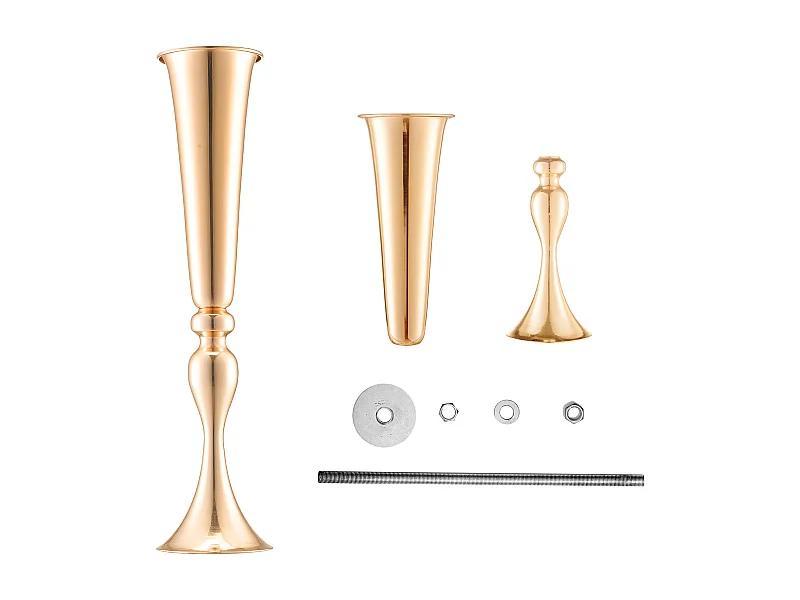 Vase Succebuy 2PCS 56cm, Trompette en Métal, Or, Floral, Fête, Métal/Or