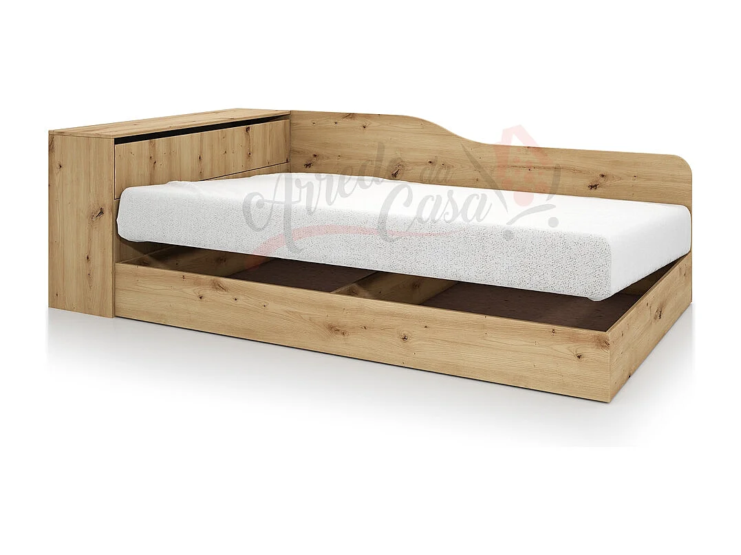 Letto contenitore ad angolo effetto legno 223,5x71 rovere LI2002