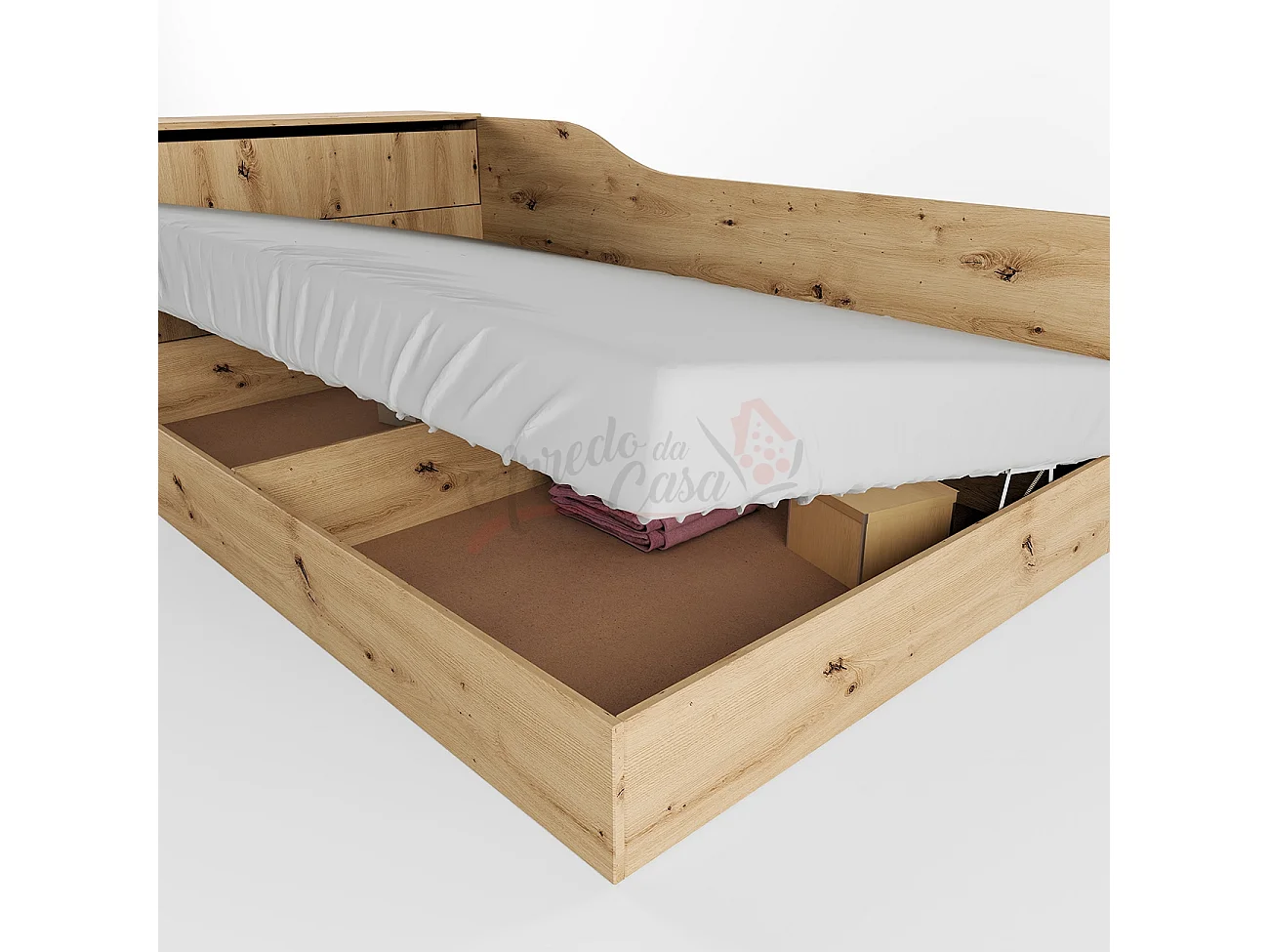 Letto contenitore ad angolo effetto legno 223,5x71 rovere LI2002