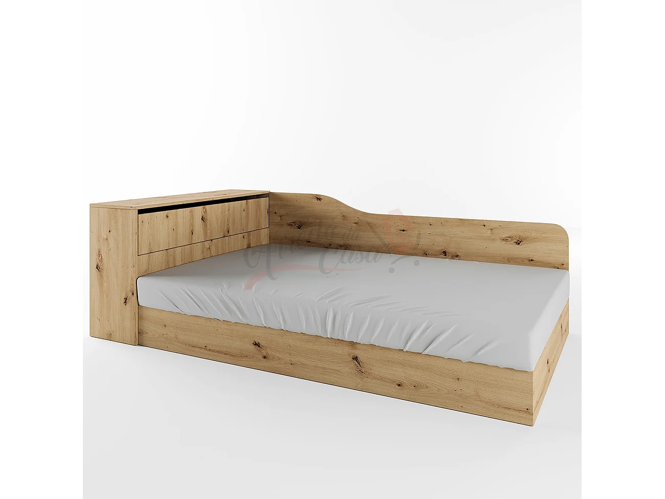 Letto contenitore ad angolo effetto legno 223,5x71 rovere LI2002