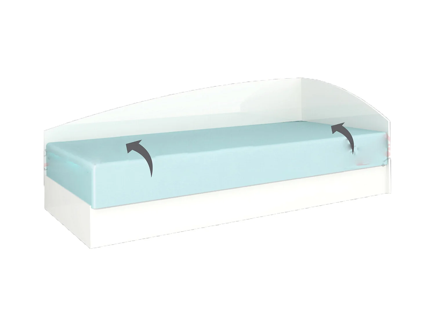 Letto contenitore una piazza e mezzo con struttura angolare 190x120 bianco lucido LG5