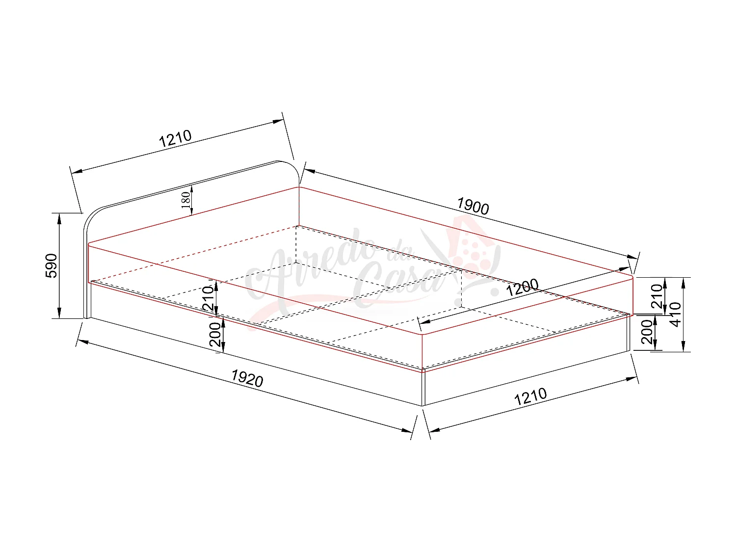 Letto singolo una piazza ad angolo con due cassetti moderno 200x90 beige scuro e lino LI11