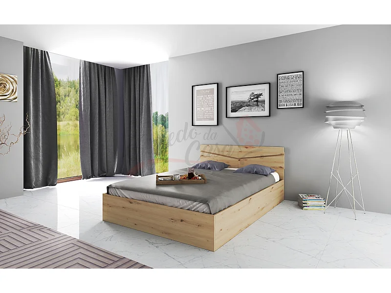 Letto contenitore una piazza e mezza effetto legno 190x71 rovere LI2010