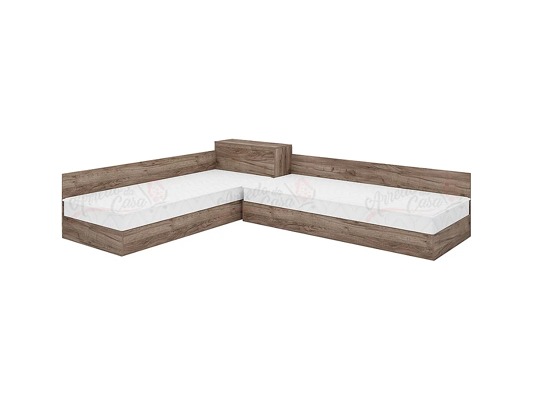 Doppio letto singolo contenitore ad angolo 190x82 marrone LMG3