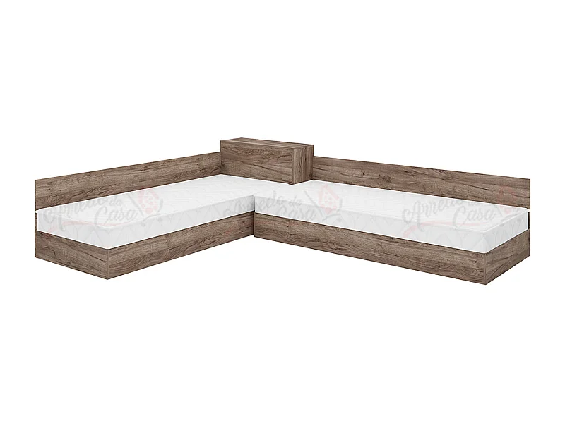 Doppio letto singolo contenitore ad angolo 190x82 marrone LMG3