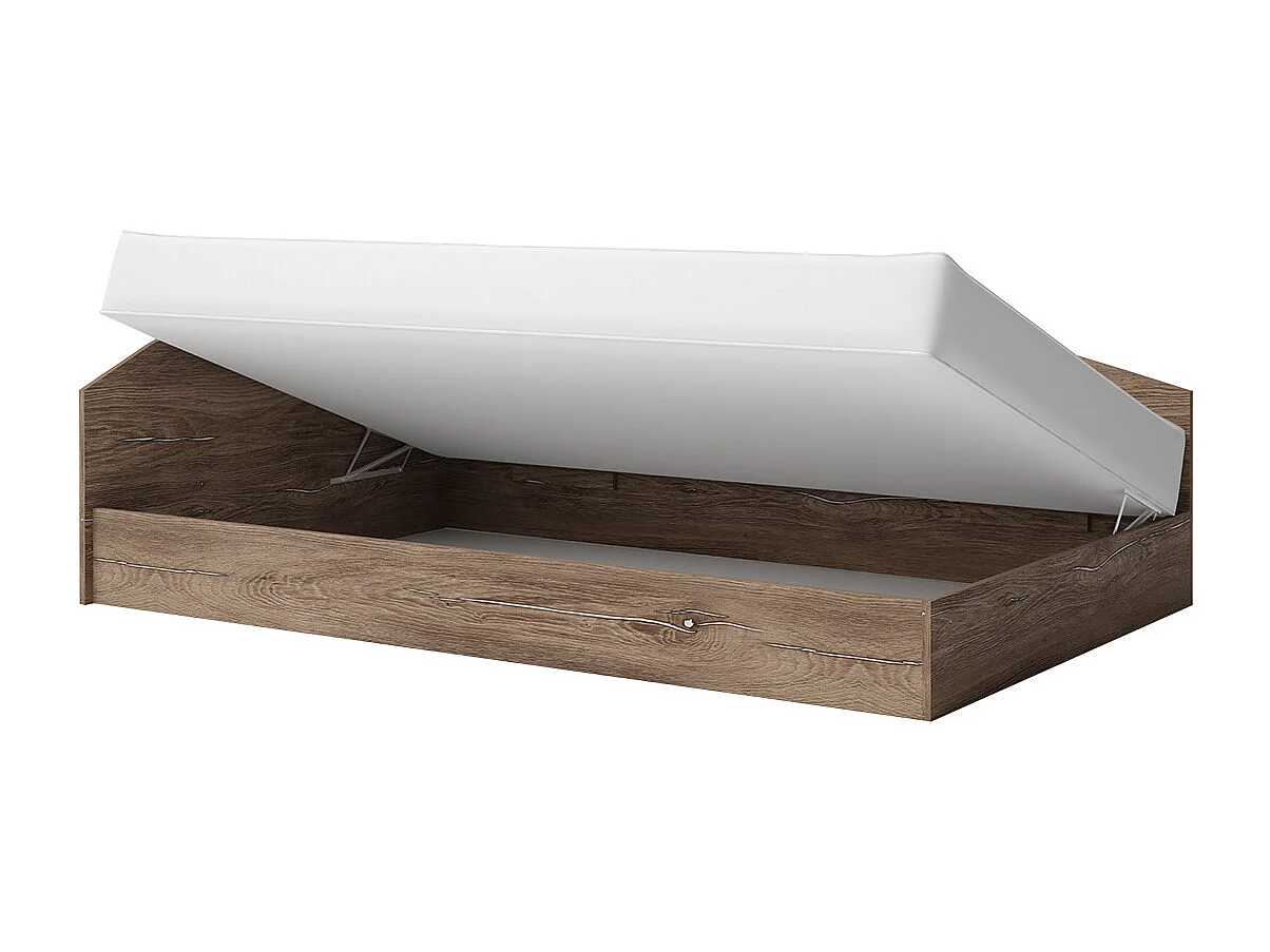 Letto contenitore una piazza e mezzo con struttura angolare 190x120 rovere e antracite LG5