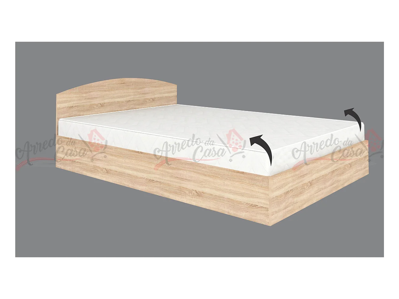 Letto alla francese design moderno con contenitore 190x140 rovere sonoma LG6