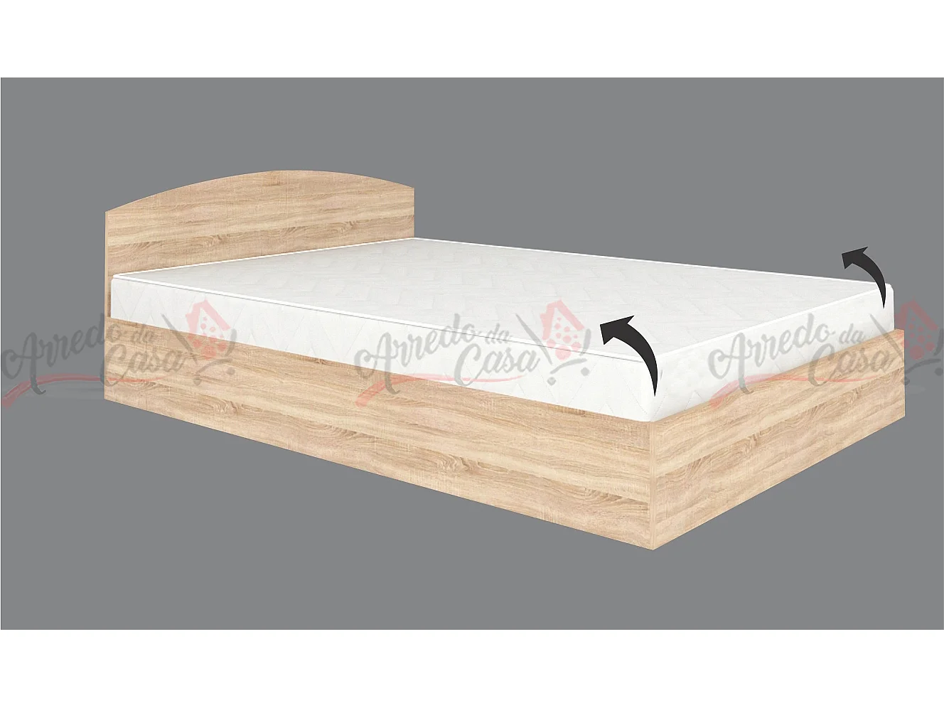 Letto alla francese design moderno con contenitore 190x140 rovere sonoma LG6