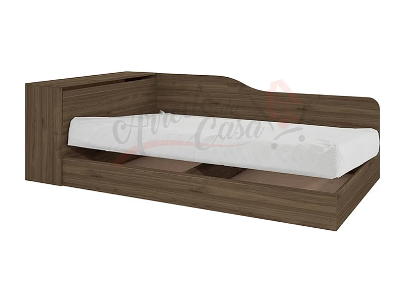 Letto contenitore ad angolo effetto legno 223,5x71  noce chiaro LI2002