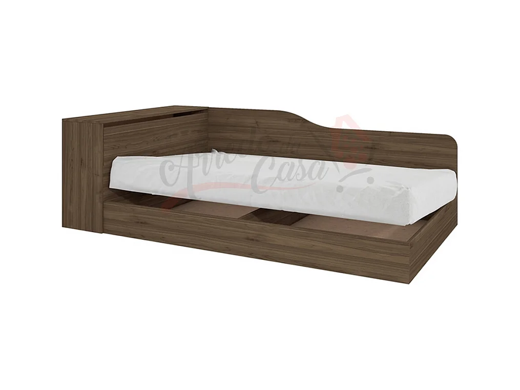 Letto contenitore ad angolo effetto legno 223,5x71  noce chiaro LI2002