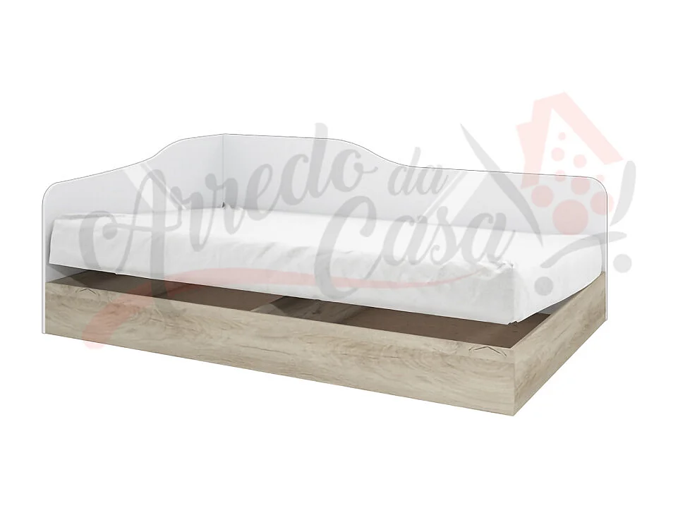 Letto una piazza e mezza ad angolo per cameretta190x120 rovere e bianco lucido LI2009