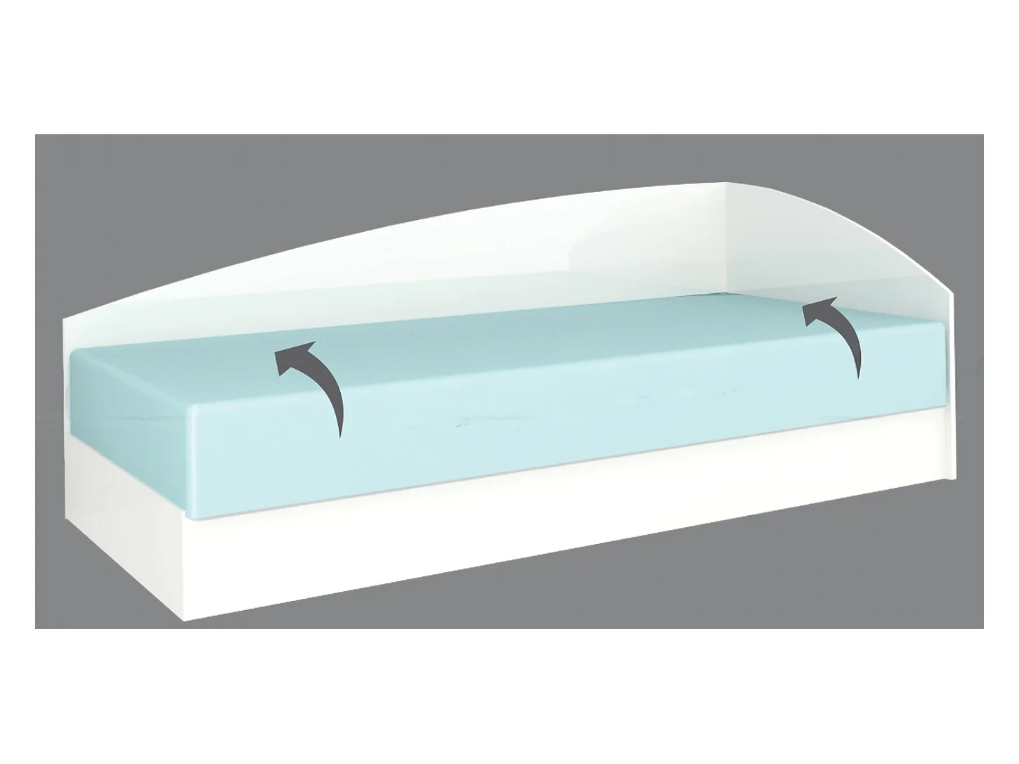 Letto singolo una piazza con contenitore ad angolo 190x82 bianco lucido LG4