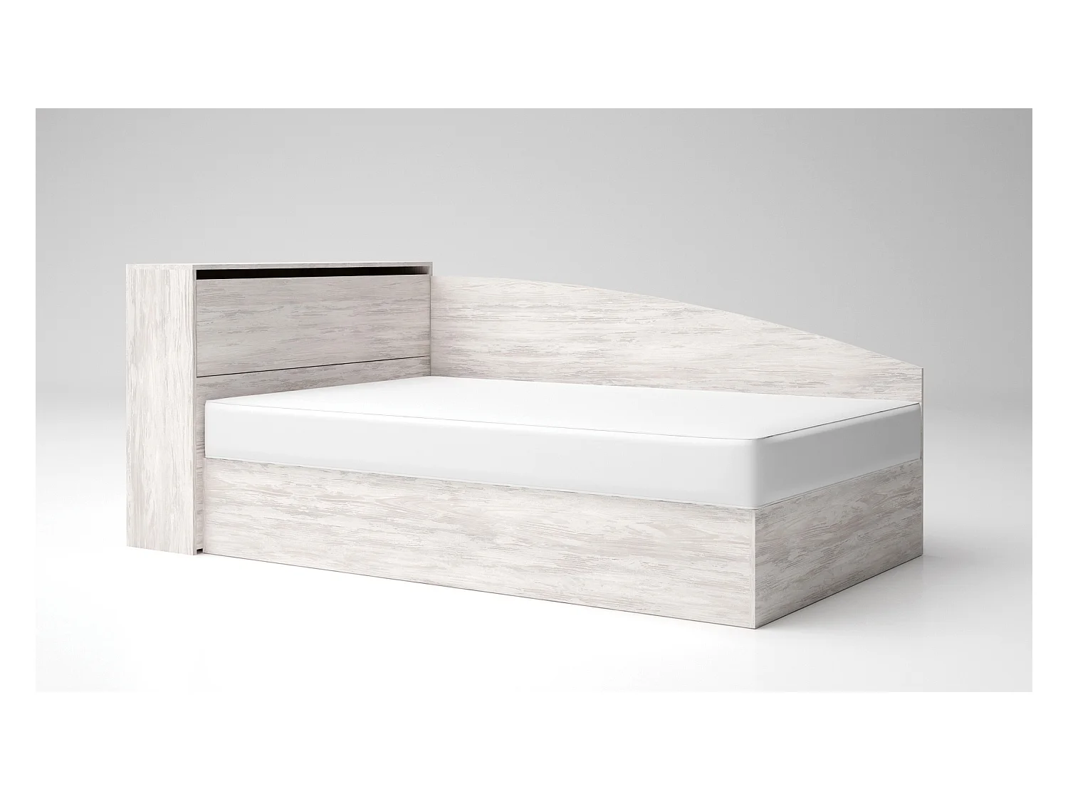 Letto singolo ad angolo per cameretta design moderno 190x120 legno bianco LG56