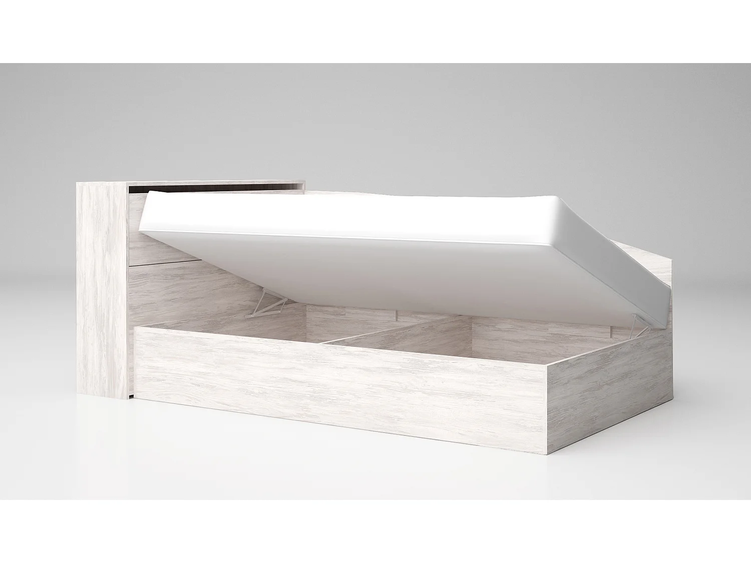 Letto singolo ad angolo per cameretta design moderno 190x120 legno bianco LG56