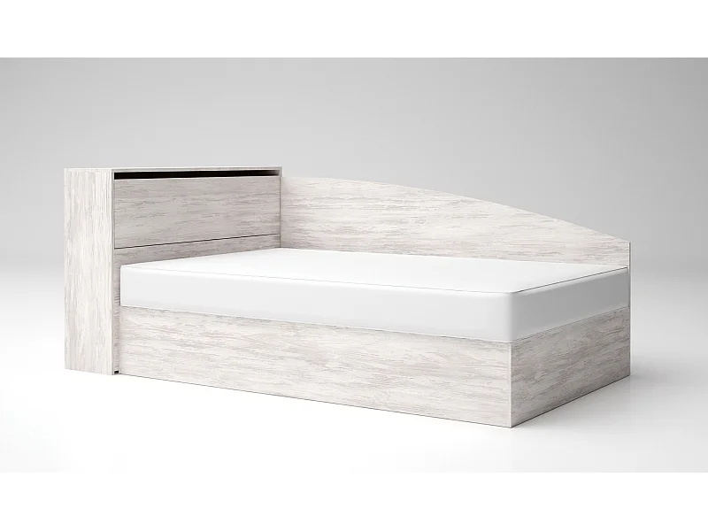 Letto singolo ad angolo per cameretta design moderno 190x120 legno bianco LG56