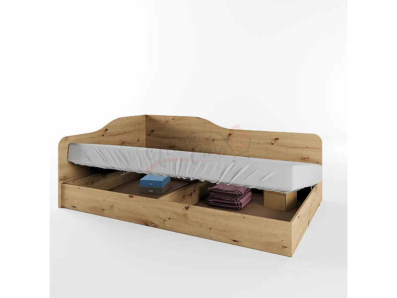 Letto una piazza e mezza ad angolo per cameretta 190x120 rovere LI2009