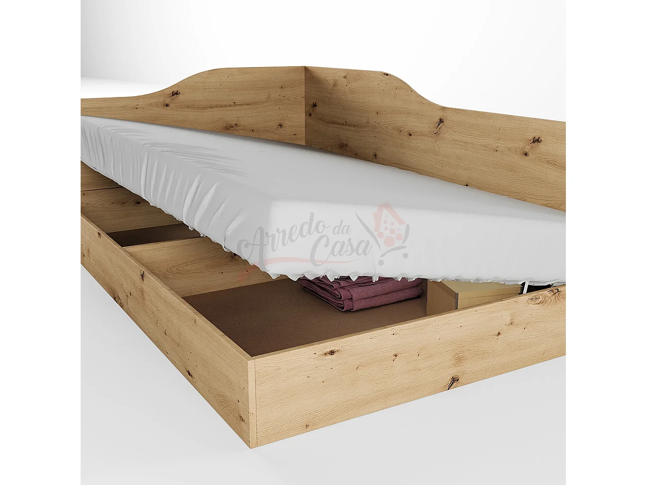 Letto una piazza e mezza ad angolo per cameretta 190x120 rovere LI2009