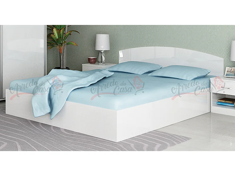 Letto matrimoniale design moderno a cassettone 200x160 bianco lucido LG7