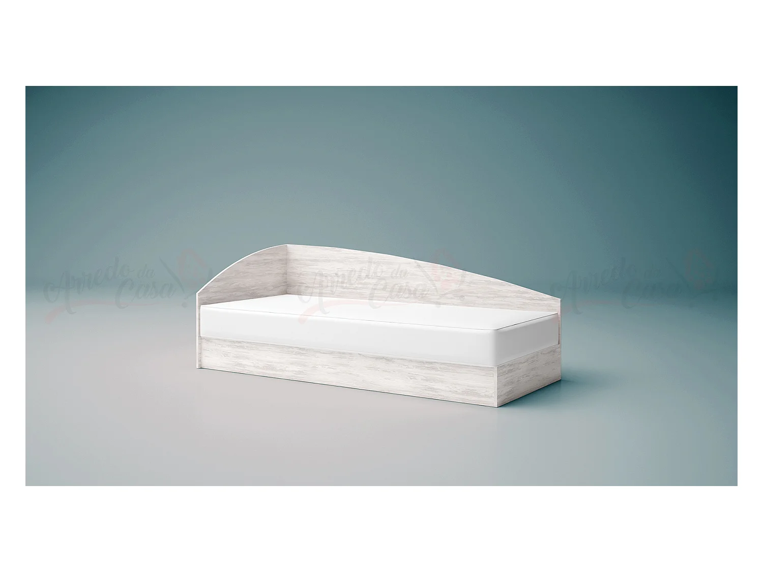 Letto singolo una piazza con contenitore ad angolo 190x82 bianco legno LG4