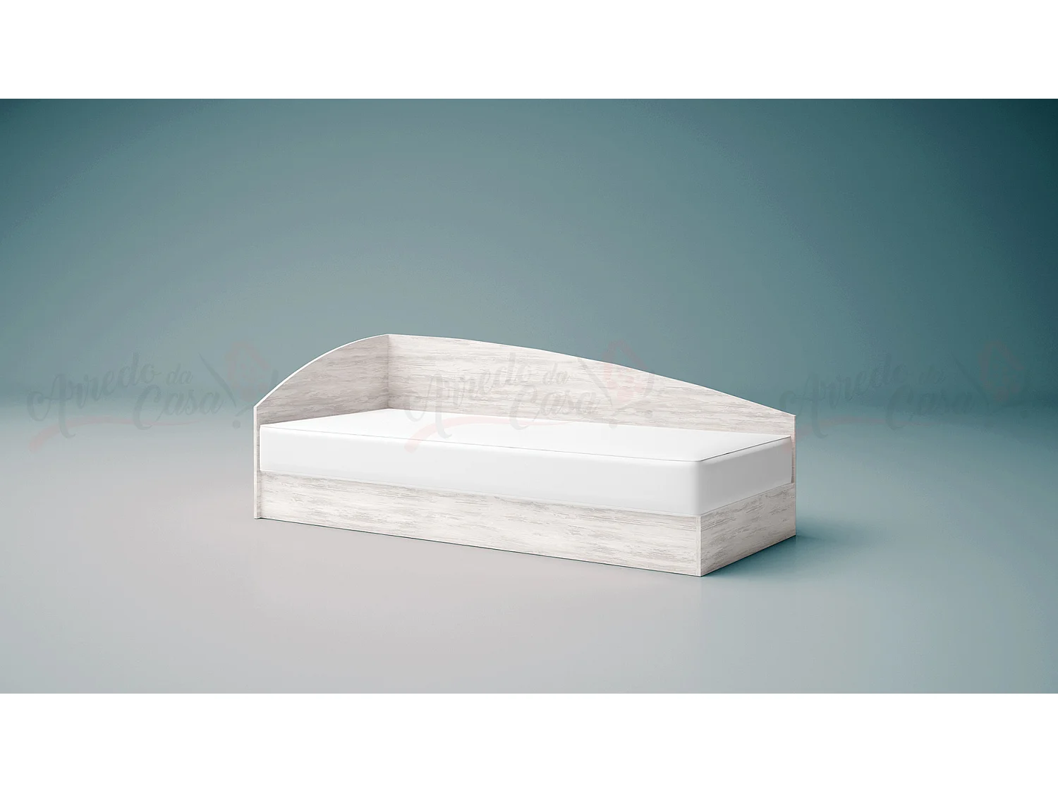 Letto singolo una piazza con contenitore ad angolo 190x82 bianco legno LG4