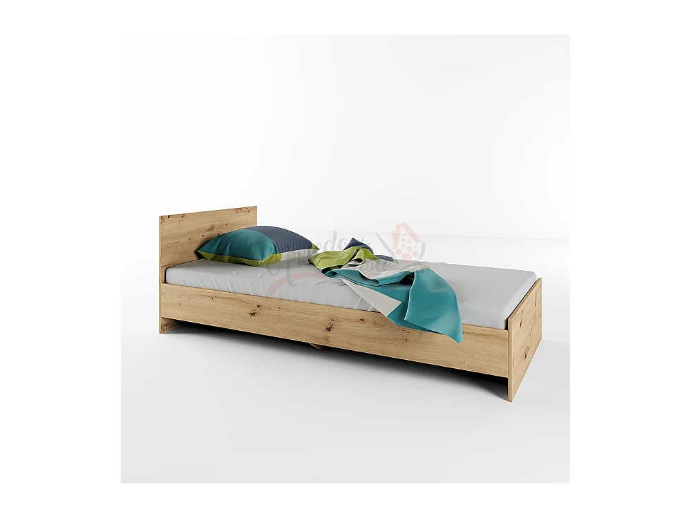 Letto singolo design classico effetto legno 200x90 rovere LI2006