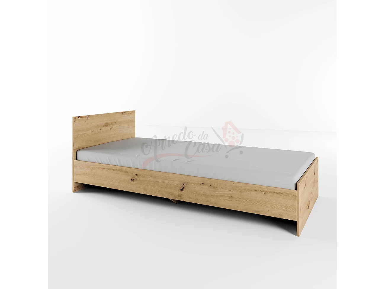 Letto singolo design classico effetto legno 200x90 rovere LI2006