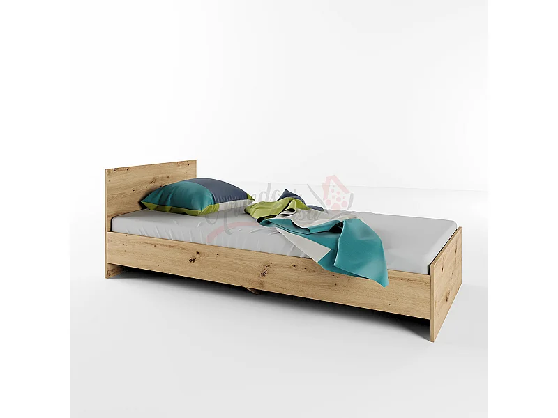 Letto singolo design classico effetto legno 200x90 rovere LI2006