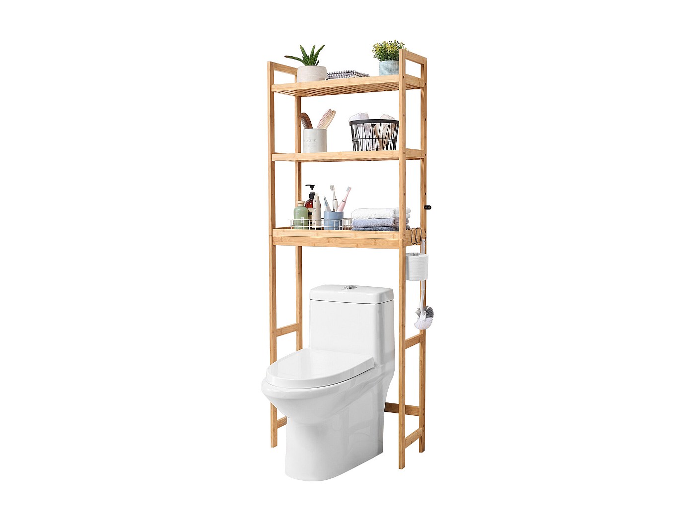 Meuble d'angle - étagère sur Pied à 4 Niveaux pour la Salle de Bain, Le