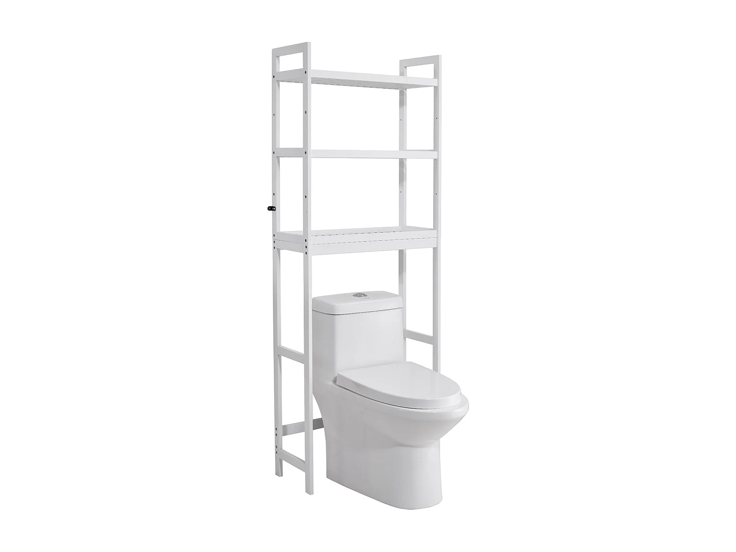 Étagère Wc Meuble SucceBuy Étagère de Rangement pour Toilettes à 3 Niveaux, Organisateur de Salle de Bain Réglable en Bambou, Blanc