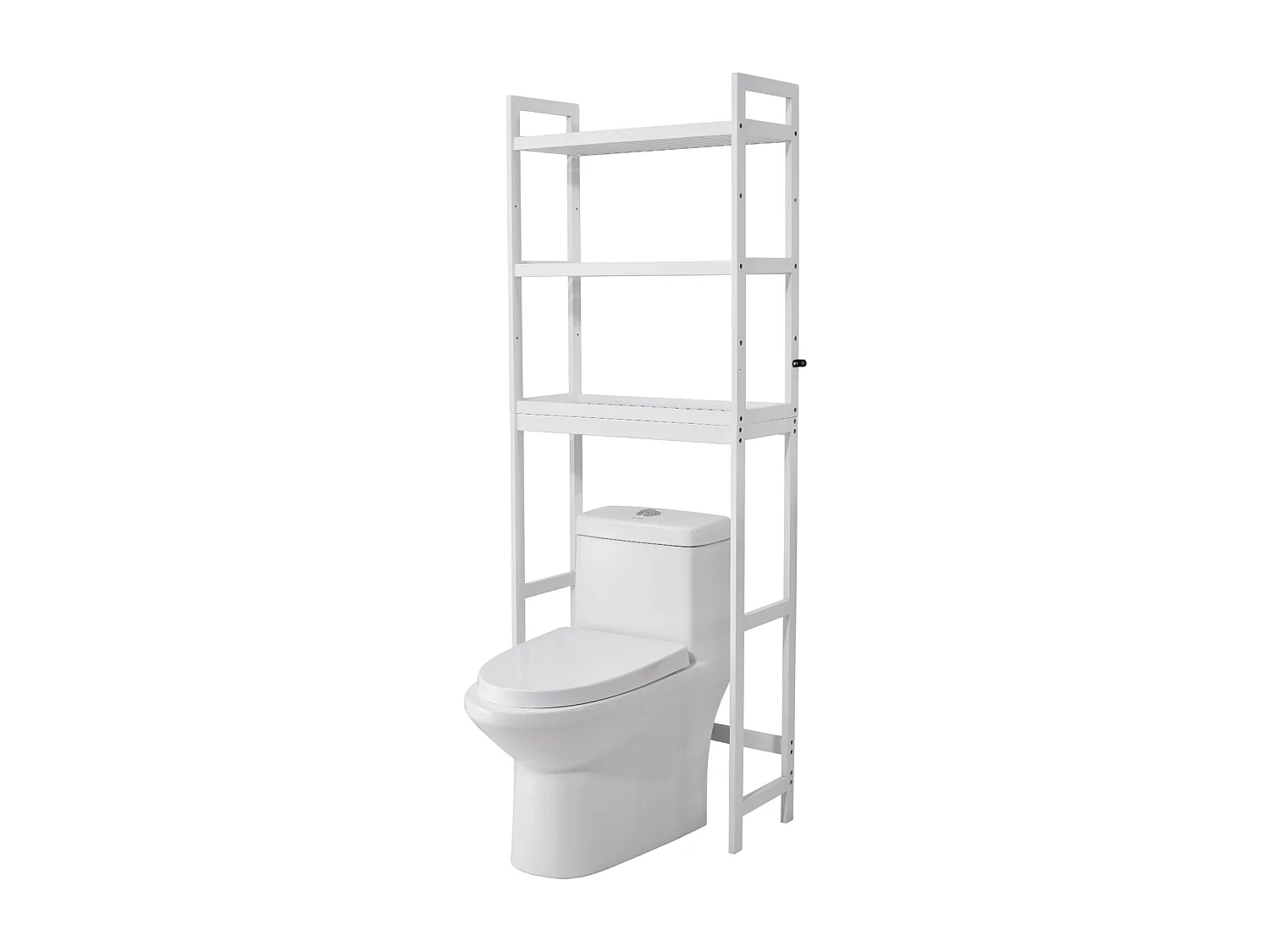 Étagère Wc Meuble SucceBuy Étagère de Rangement pour Toilettes à 3 Niveaux, Organisateur de Salle de Bain Réglable en Bambou, Blanc