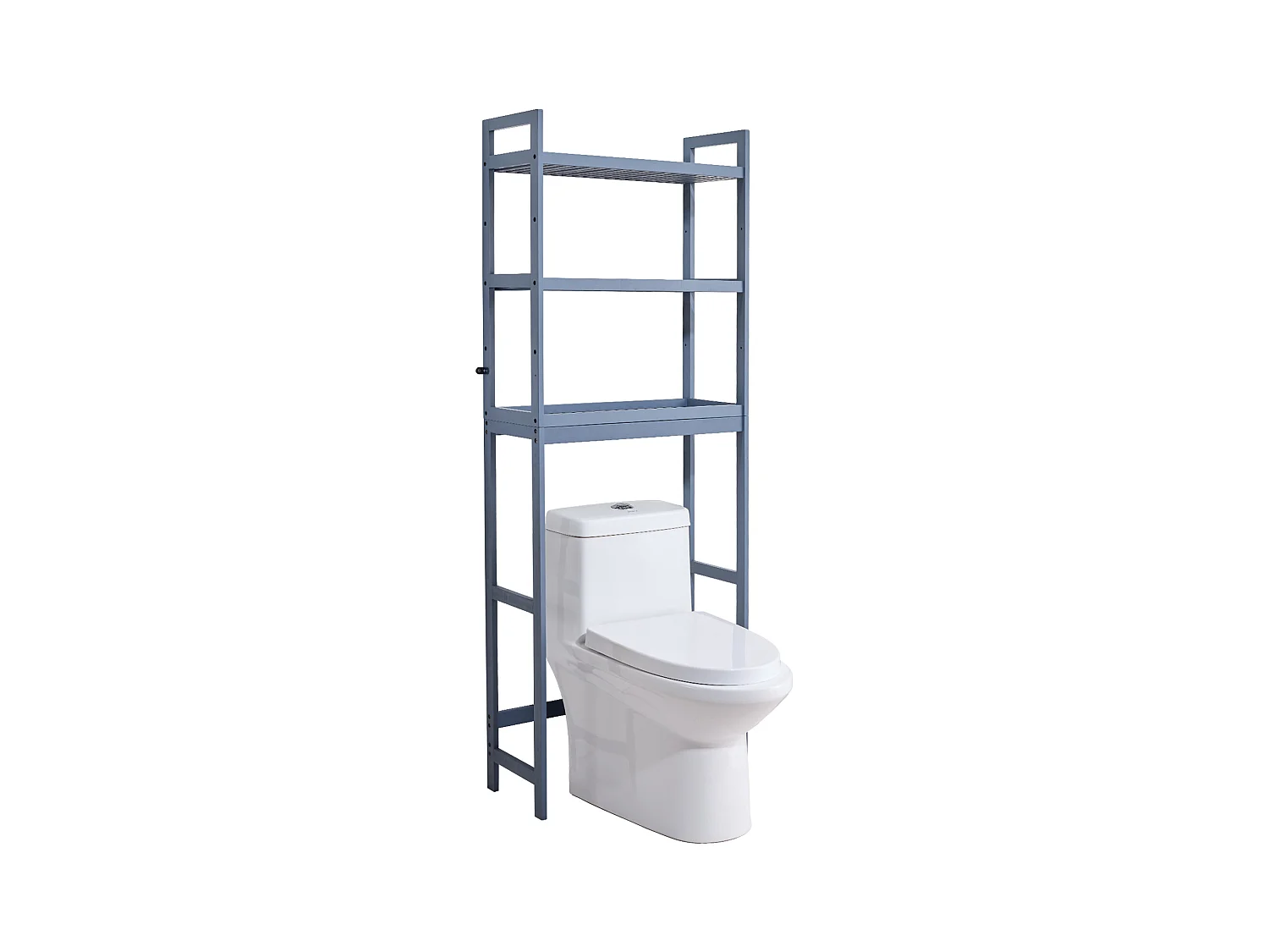 Étagère Wc Meuble SucceBuy Étagère de Rangement à 3 Niveaux pour Toilettes, Organisateur réglable en Bambou avec Crochets, Gris