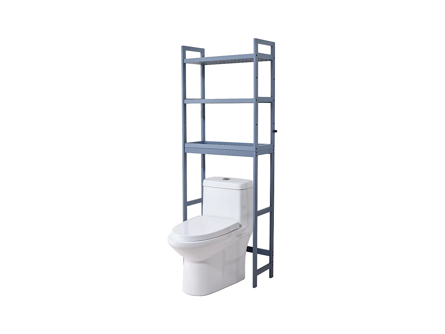 Étagère Wc Meuble SucceBuy Étagère de Rangement à 3 Niveaux pour Toilettes, Organisateur réglable en Bambou avec Crochets, Gris