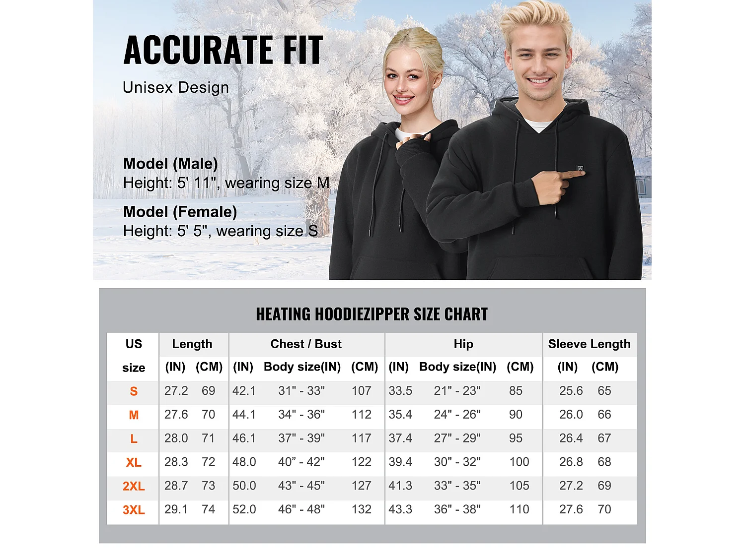 Sweat à Capuche Chauffant SucceBuy, 7,4 V, 5 Zones de Chauffage, Veste Électrique, Taille L, Noir