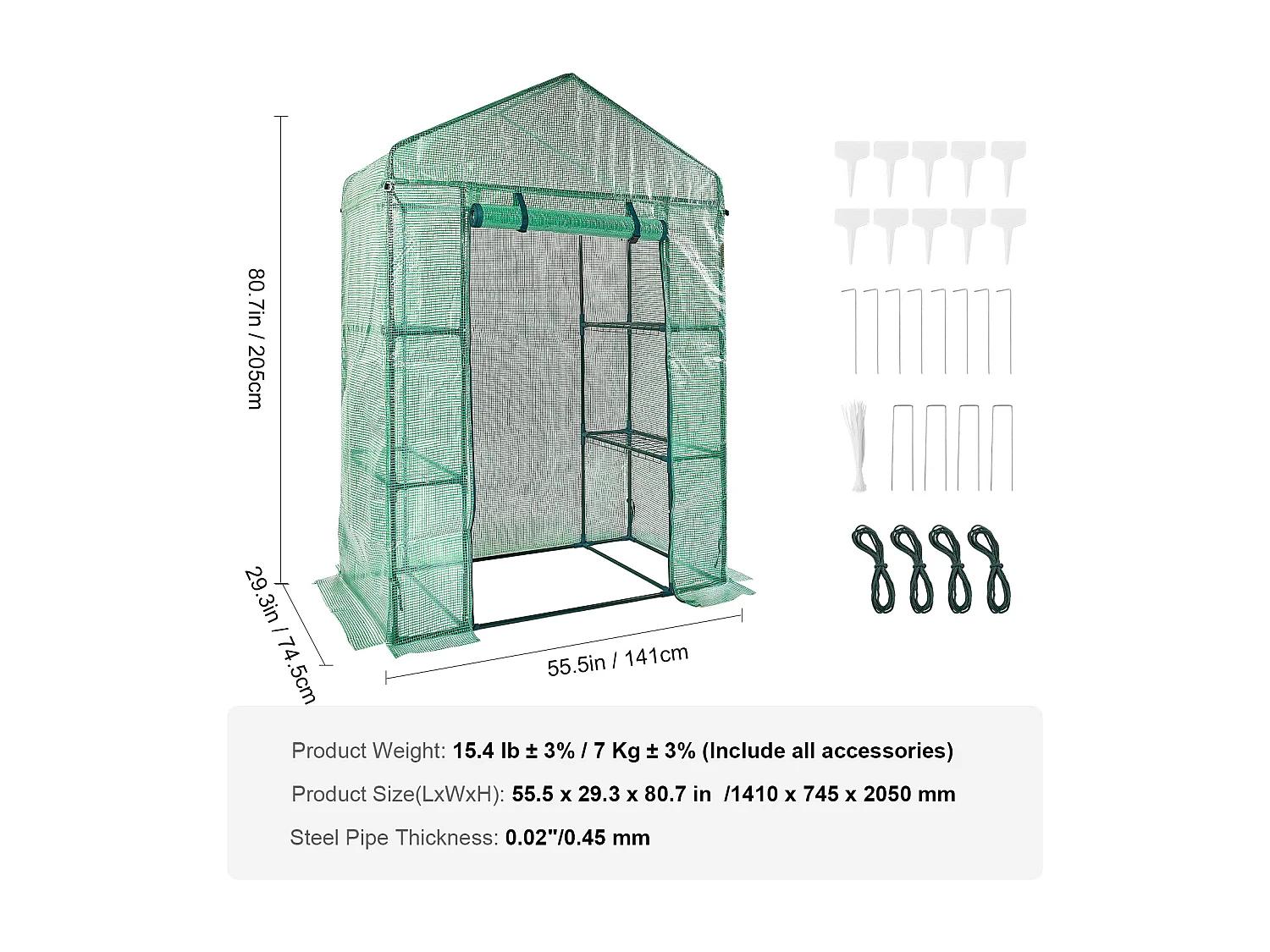 Serre Tunnel SucceBuy avec Étagères 140.21 x 73.15 x 204.22cm