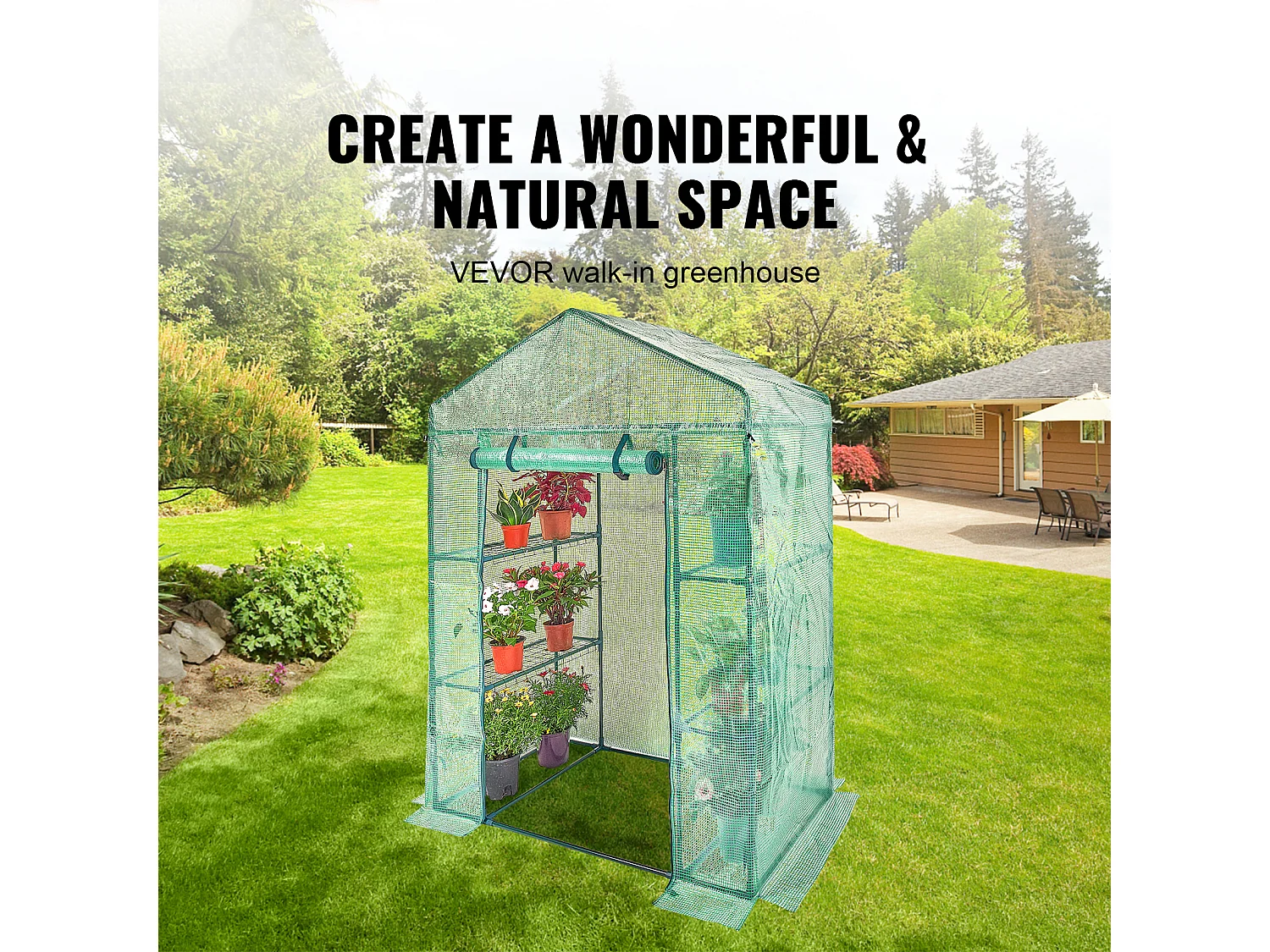 Serre Tunnel SucceBuy avec Étagères 140.21 x 73.15 x 204.22cm