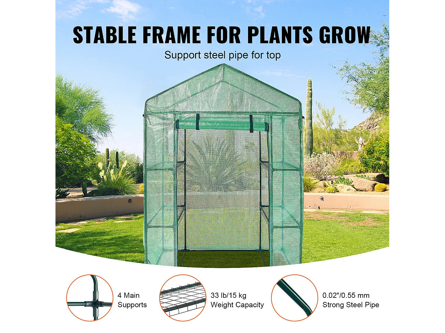Serre Tunnel SucceBuy avec Étagères 140.21 x 73.15 x 204.22cm