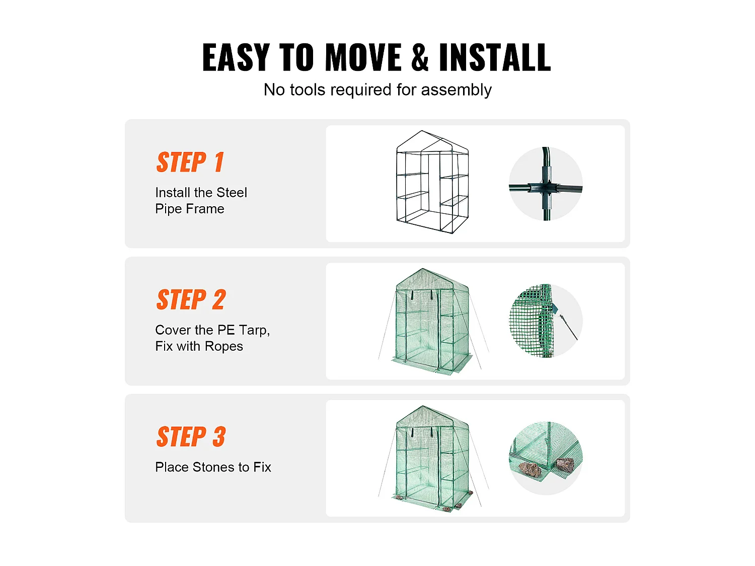 Serre Tunnel SucceBuy avec Étagères 140.21 x 73.15 x 204.22cm