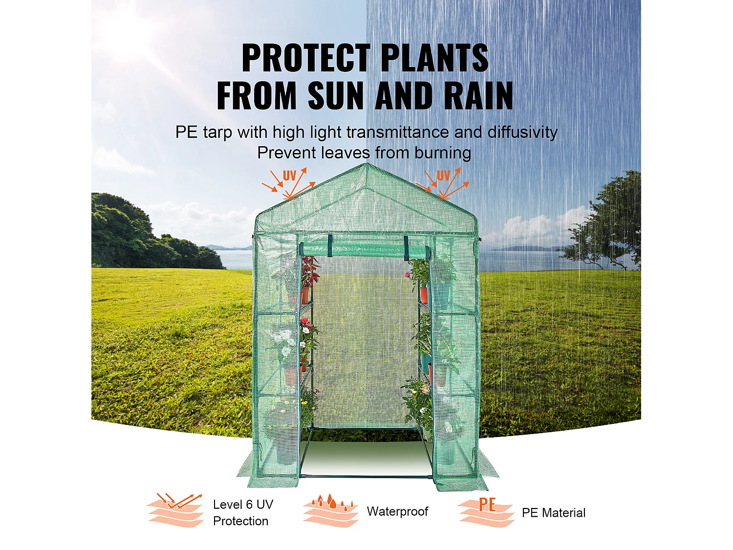 Serre Tunnel SucceBuy avec Étagères 140.21 x 73.15 x 204.22cm