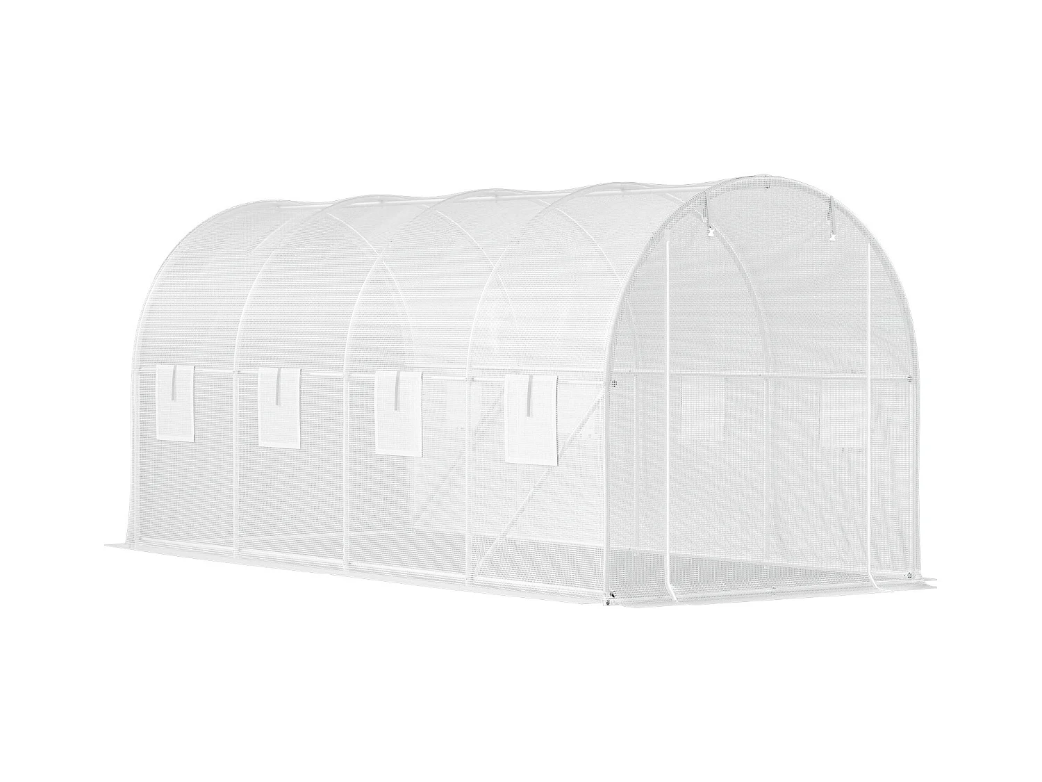 Serre Tunnel SucceBuy 457.2x213.36x213.36 cm Walk-In Greennel Greenhouse, Frame Galvanisé et Couvercle Étanche